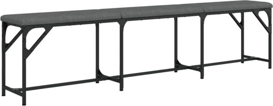 The Living Store Eettafelbankje Stabiel stalen frame Comfortabel zitkussen 186 x 32 x 45 cm Max 110 kg Eetkamerbank Salontafelbank Bankje Stoffering Grijs Meubilair - Foto 2