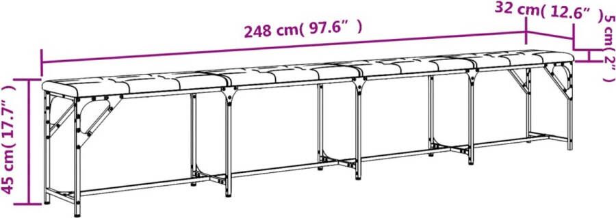 The Living Store Eettafelbankje 248 x 32 x 45 cm Comfortabel Zitkussen Ã Eettafelbankje Eetkamerbank Halbankje Bank Grijs Bankstellen - Foto 2