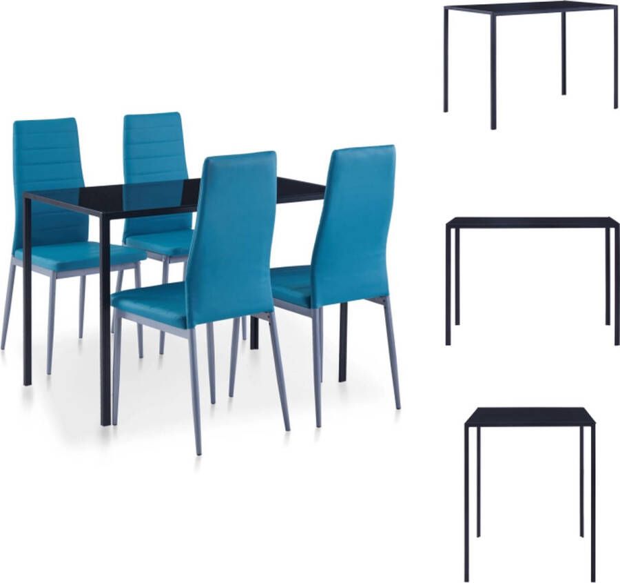 VidaXL Eetkamertafel En Eetkamerstoel Eetkamertafels En Eetkamerstoelen Eetkamer Set Eetkamer Sets 5-delige Eethoek blauw