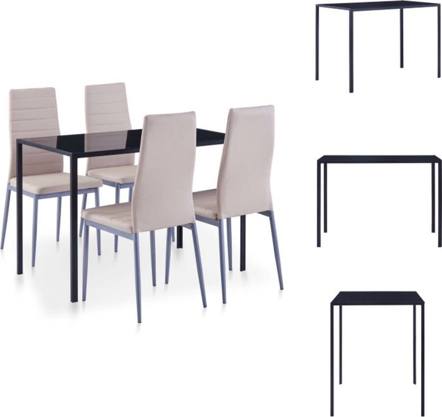 VidaXL Eetkamertafel En Eetkamerstoel Eetkamertafels En Eetkamerstoelen Eetkamer Set Eetkamer Sets 5-delige Eethoek cappuccino