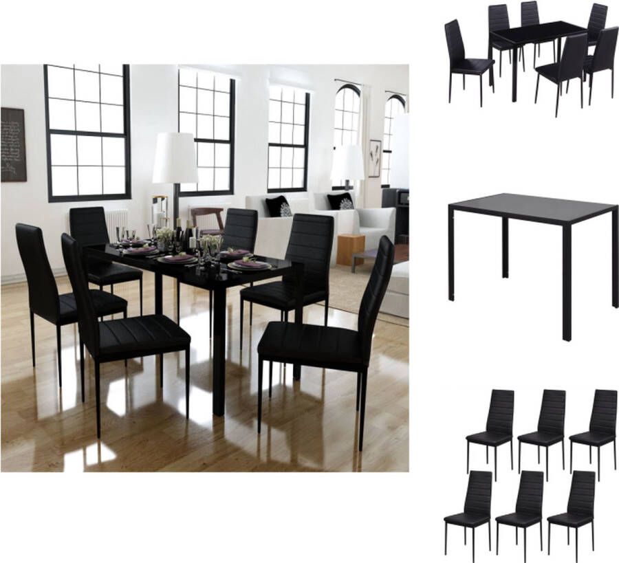 VidaXL Eetset Eetsets Eettafel En Stoel Eettafels En Stoelen Eetkamerset 7-delig zwart