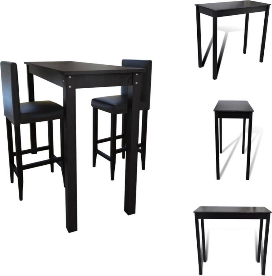VidaXL Eetkamerset Bartafel en 2 Barkrukken 115 x 55 x 107 cm Zwart Set tafel en stoelen