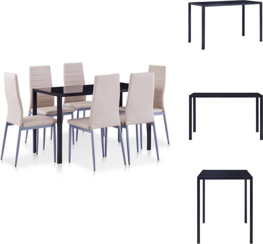 VidaXL Eetkamertafel En Eetkamerstoel Eetkamertafels En Eetkamerstoelen Eetkamer Set Eetkamer Sets 7-delige Eethoek cappuccino