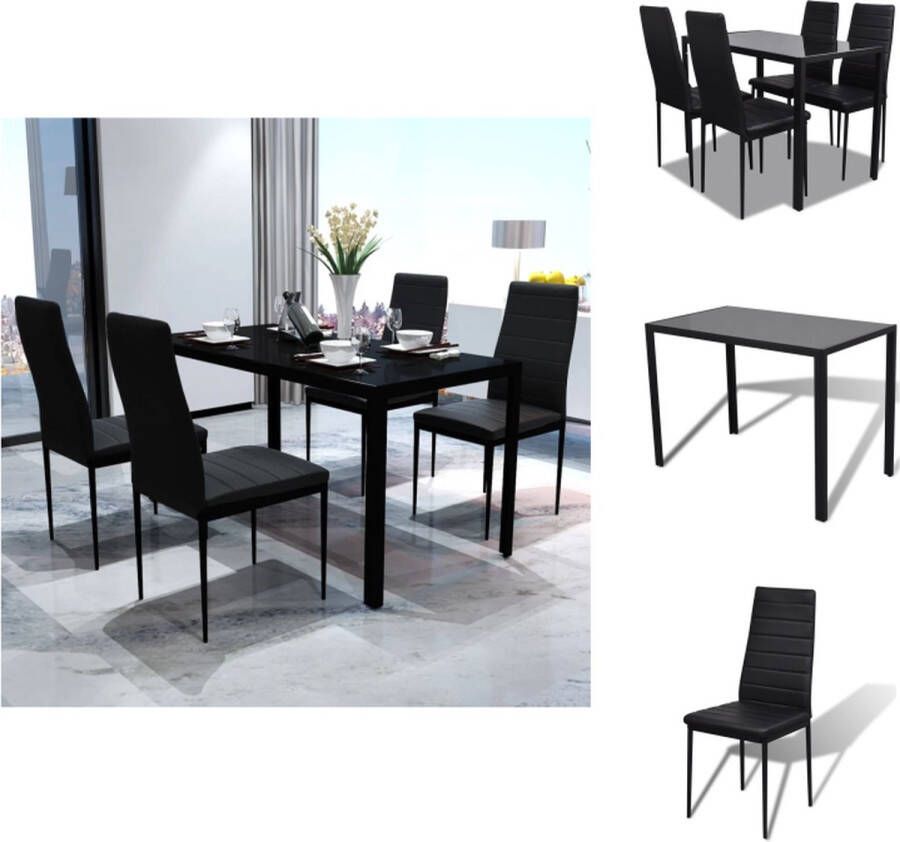 VidaXL Eetset Eetsets Eettafel En Stoel Eettafels En Stoelen 5-delige Eethoek zwart