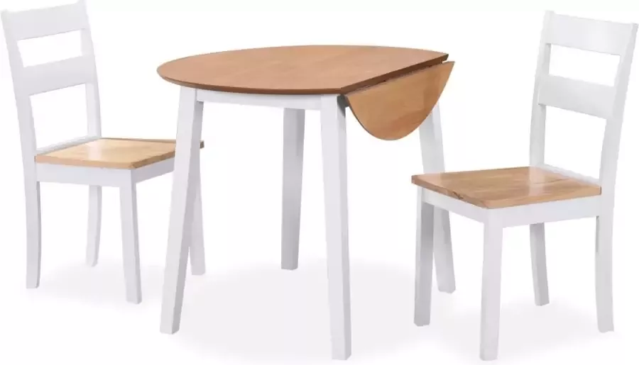 VidaXL -Eetkamerset-MDF-en-rubberwood-wit-3-delig - Foto 4