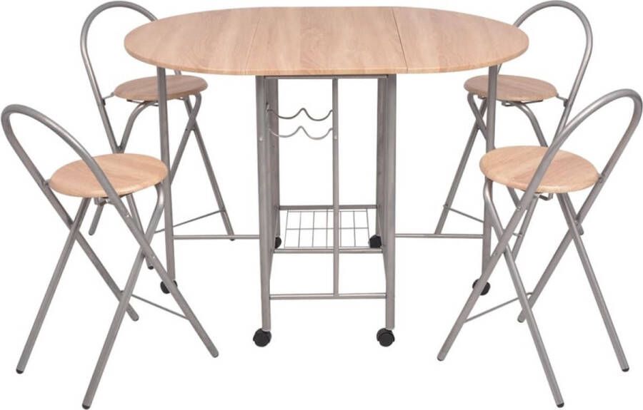 VidaXL -Eetkamerset-opvouwbaar-5-dlg-MDF - Foto 2