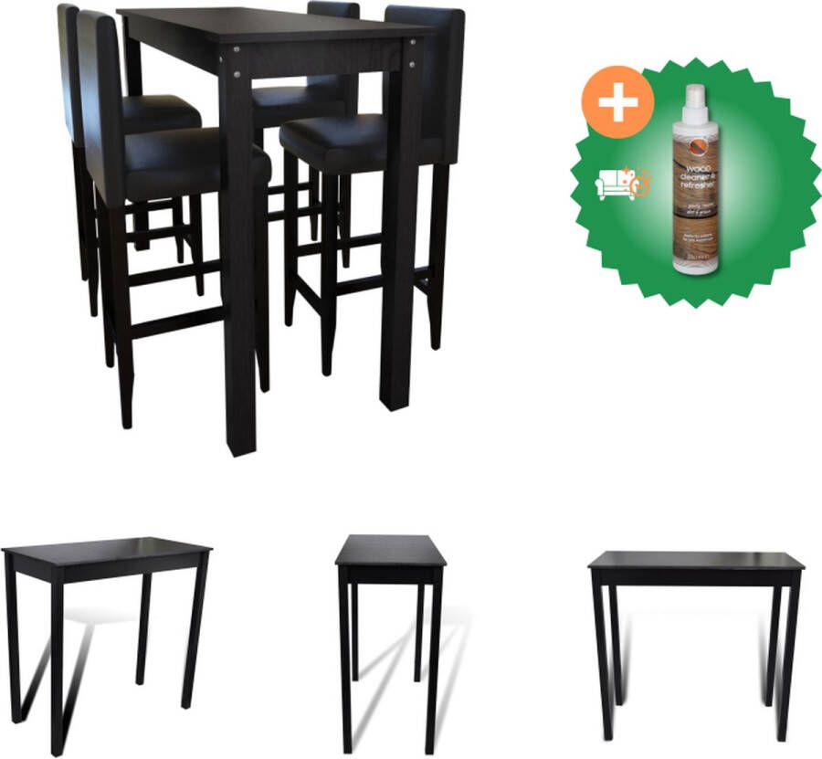 VidaXL Eetkamerset Rechthoekige Tafel 115 x 55 x 107 cm Zwart Set tafel en stoelen Inclusief Houtreiniger en verfrisser