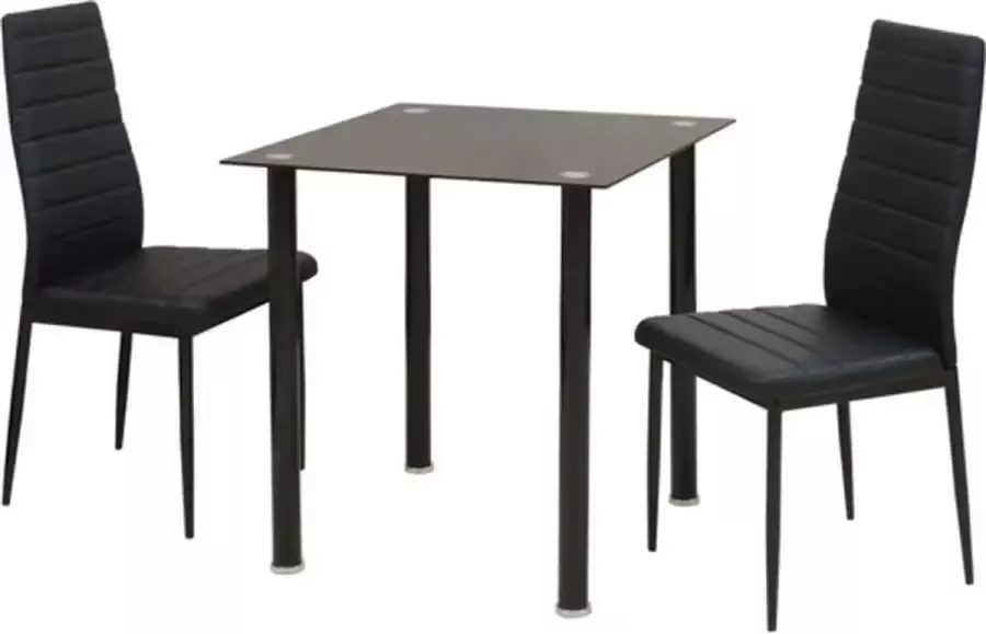 VidaXL -Eetkamerset-tafel-en-stoel-zwart-3-delig - Foto 4
