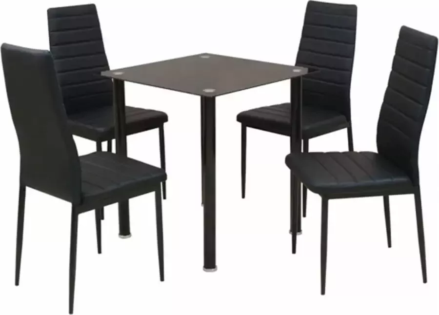 VidaXL -Eetkamerset-tafel-en-stoel-zwart-5-delig - Foto 4