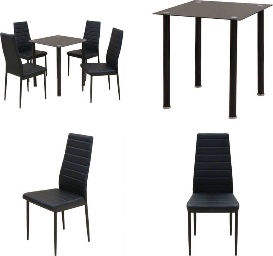 VidaXL Eetkamerset tafel en stoel zwart 5-delig Eetkamertafel En Eetkamerstoel Eetkamertafels En Eetkamerstoelen Eetkamer Set Keukentafel