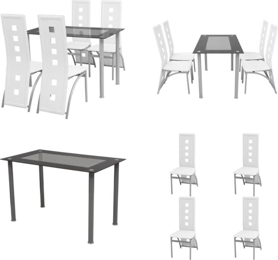 VidaXL Eetkamerset wit 5-delig Eetkamertafel En Eetkamerstoel Eetkamertafels En Eetkamerstoelen Eetkamer Set Keukentafel
