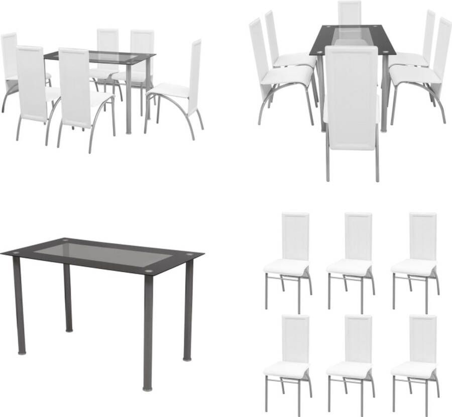 VidaXL Eetkamerset wit 7-delig Eetkamertafel En Eetkamerstoel Eetkamertafels En Eetkamerstoelen Eetkamer Set Keukentafel