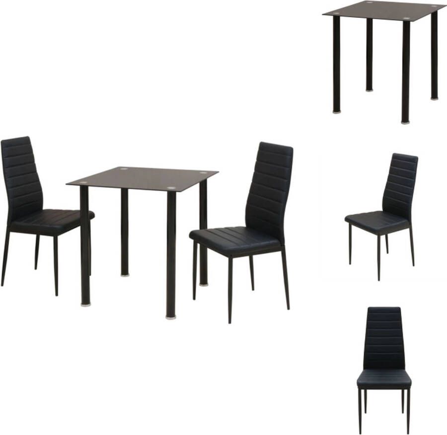 VidaXL Eetkamertafel En Eetkamerstoel Eetkamertafels En Eetkamerstoelen Eetkamer Set Keukentafel Eetkamerset tafel en stoel zwart 3-delig