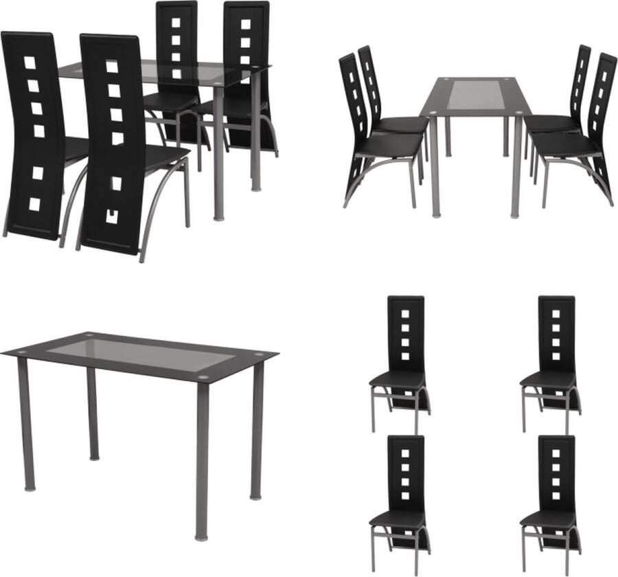 VidaXL Eetkamerset zwart 5-delig Eetkamertafel En Eetkamerstoel Eetkamertafels En Eetkamerstoelen Eetkamer Set Keukentafel