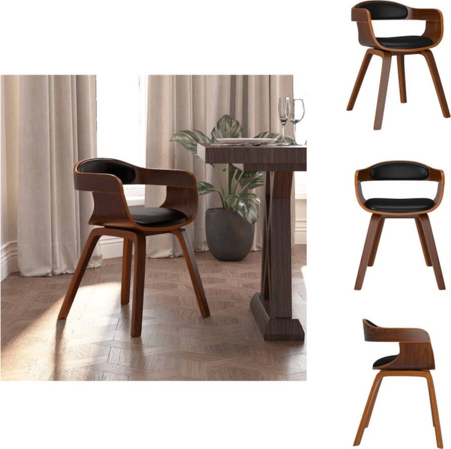 VidaXL Eetkamerstoel Eetkamerstoelen Eetzaalstoel Eetzaalstoelen Eetkamerstoel kunstleer en gebogen hout zwart - Foto 2
