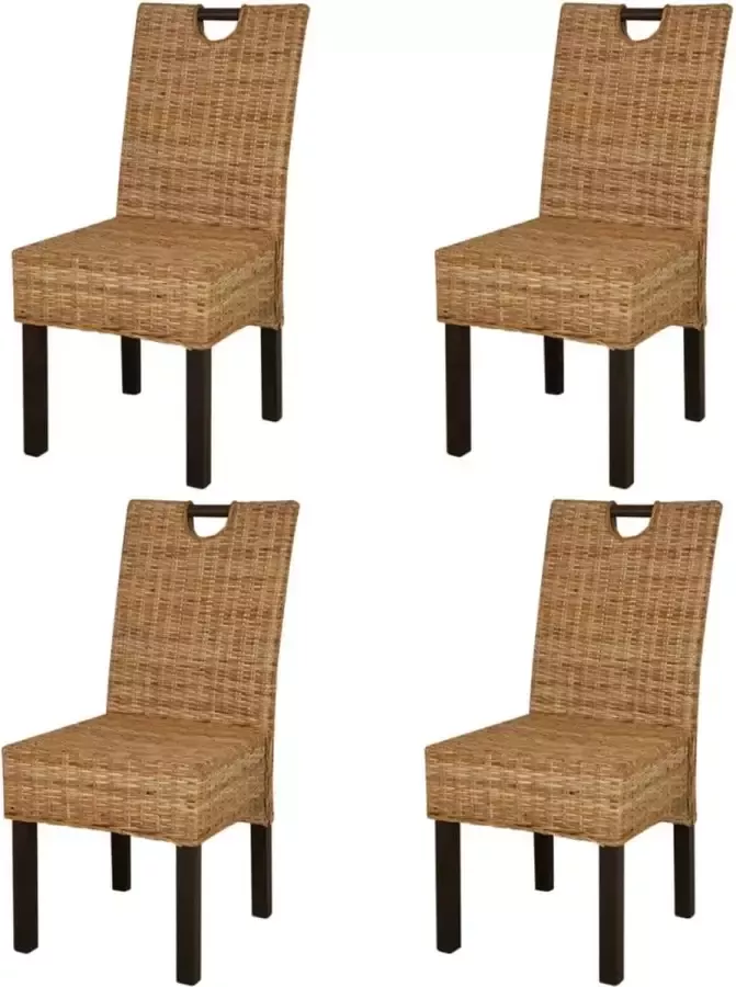 Vida XL Eetkamerstoelen 4 st kubu rattan mangohout SKU: V274360