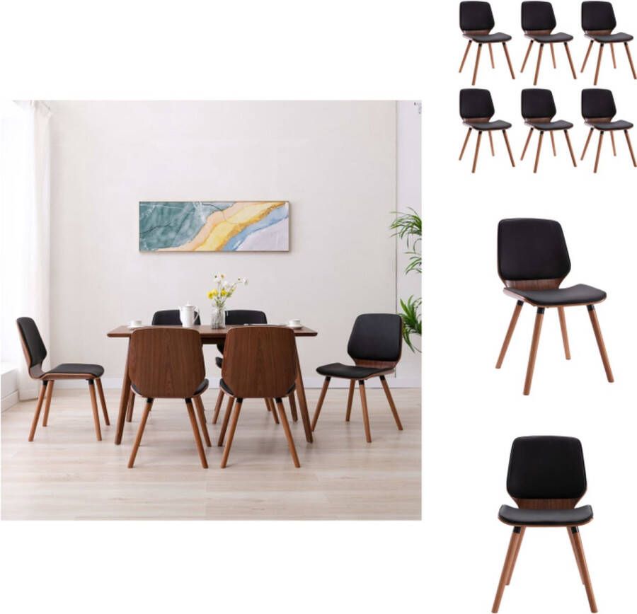 VidaXL Eetkamerstoel Eetkamerstoelen Keukenstoel Keukenstoelen Eetkamerstoelen 6 st kunstleer zwart
