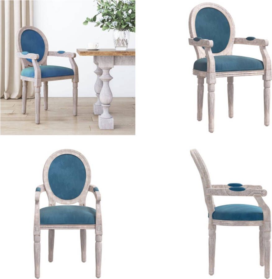 VidaXL Eetkamerstoel 54x56x96-5 cm fluweel blauw Eetkamerstoel Eetkamerstoelen Eetstoel Stoel