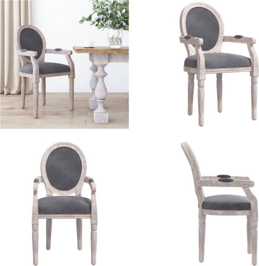 VidaXL Eetkamerstoel 54x56x96-5 cm fluweel donkergrijs Eetkamerstoel Eetkamerstoelen Eetstoel Stoel
