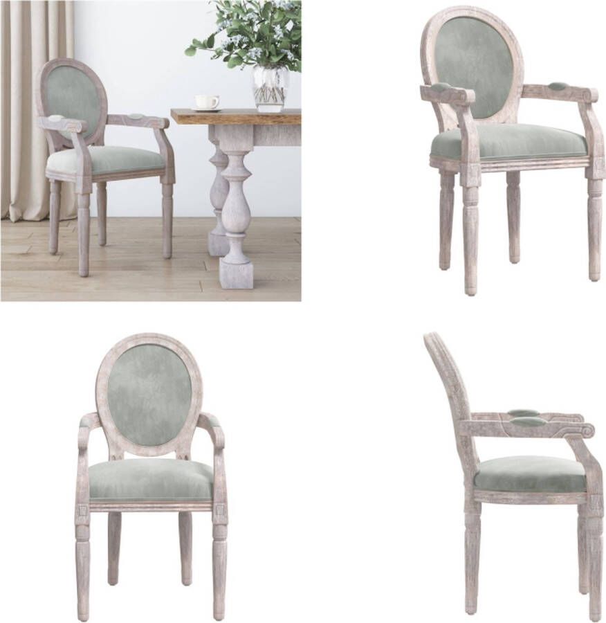 VidaXL Eetkamerstoel 54x56x96-5 cm fluweel lichtgrijs Eetkamerstoel Eetkamerstoelen Eetstoel Stoel