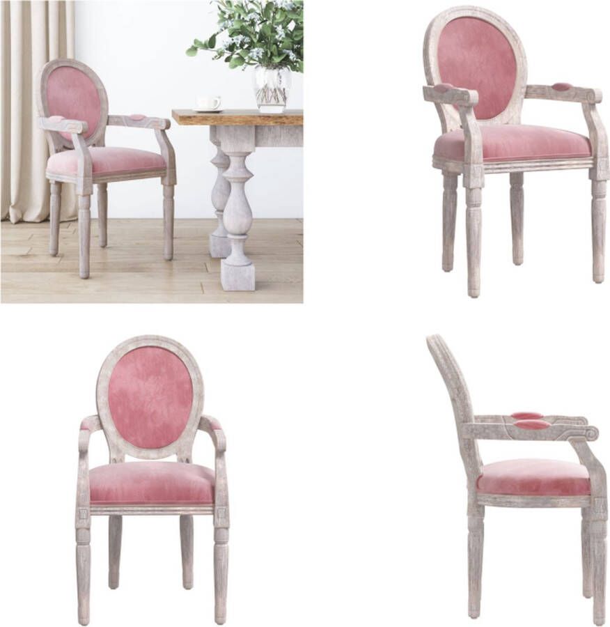 VidaXL Eetkamerstoel 54x56x96-5 cm fluweel roze Eetkamerstoel Eetkamerstoelen Eetstoel Stoel