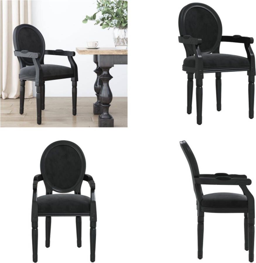 VidaXL Eetkamerstoel 54x56x96-5 cm fluweel zwart Eetkamerstoel Eetkamerstoelen Eetstoel Stoel