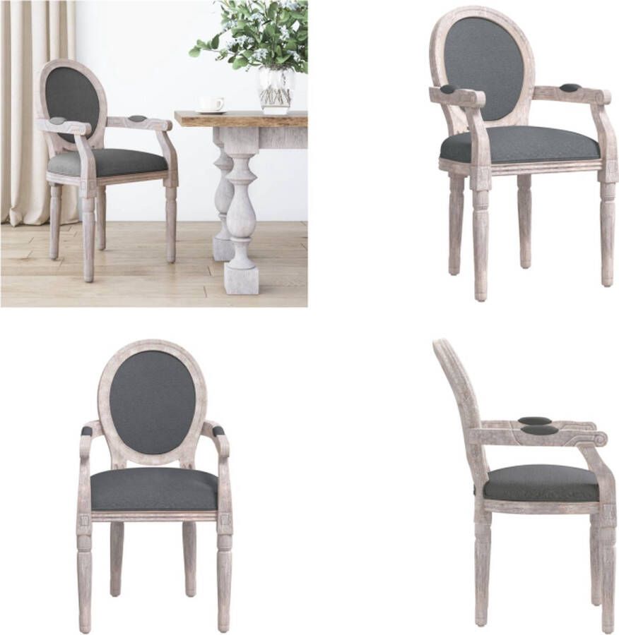 VidaXL Eetkamerstoel 54x56x96-5 cm stof donkergrijs Eetkamerstoel Eetkamerstoelen Eetstoel Stoel