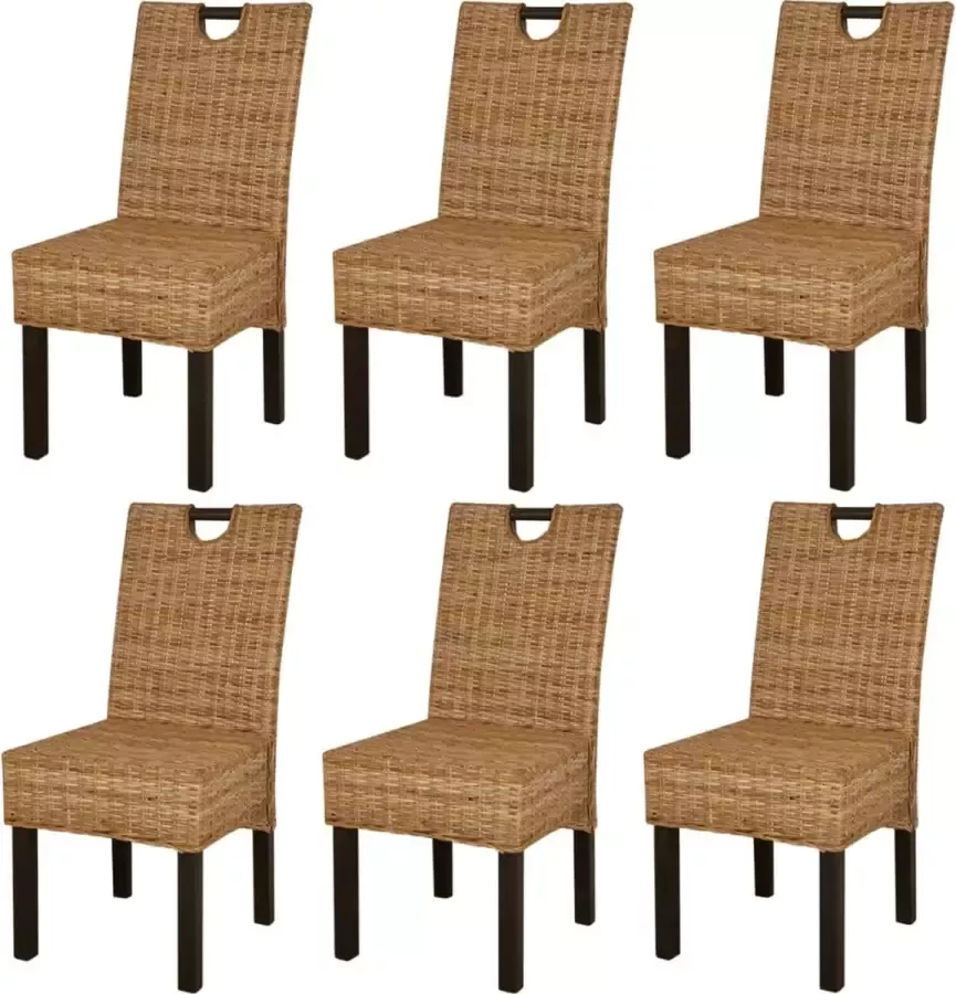 VidaXL Eetkamerstoelen 6 st Kubu rattan mangohout