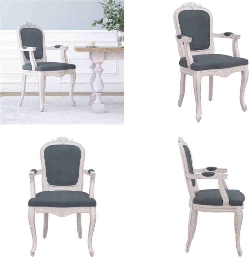 VidaXL Eetkamerstoel 62x59-5x100-5 cm fluweel donkergrijs Eetkamerstoel Eetkamerstoelen Eetstoel Stoel