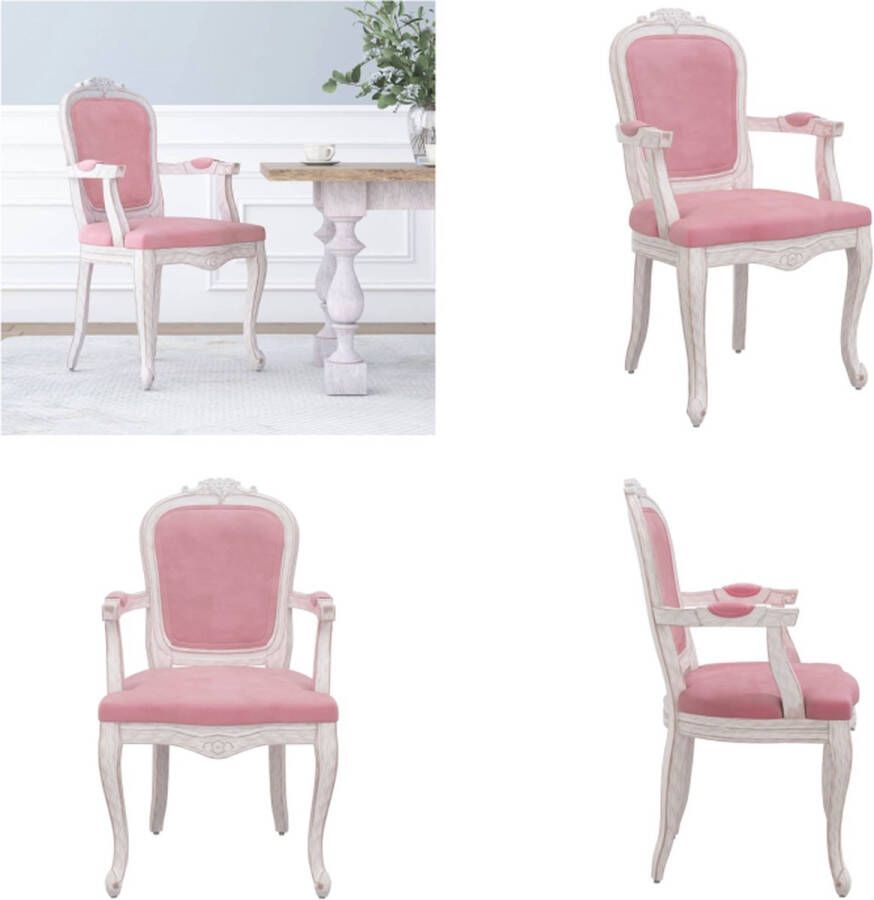 VidaXL Eetkamerstoel 62x59-5x100-5 cm fluweel roze Eetkamerstoel Eetkamerstoelen Eetstoel Stoel