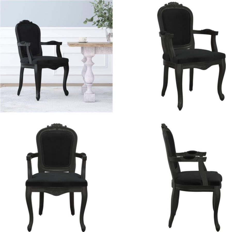 VidaXL Eetkamerstoel 62x59-5x100-5 cm fluweel zwart Eetkamerstoel Eetkamerstoelen Eetstoel Stoel
