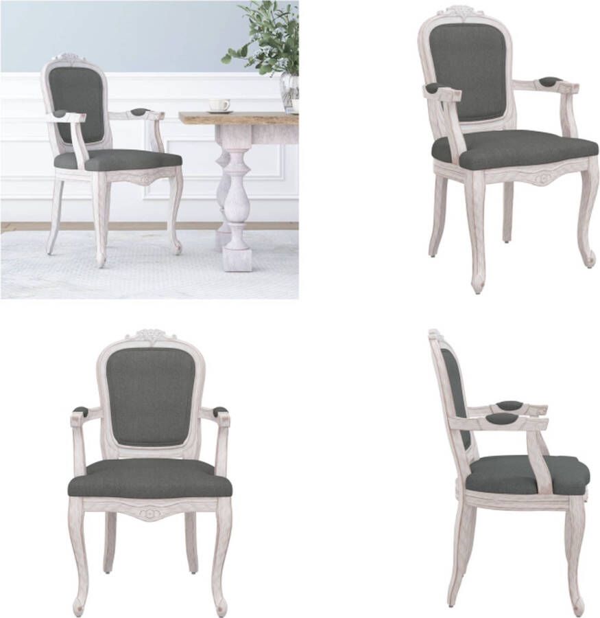 VidaXL Eetkamerstoel 62x59-5x100-5 cm stof donkergrijs Eetkamerstoel Eetkamerstoelen Eetstoel Stoel
