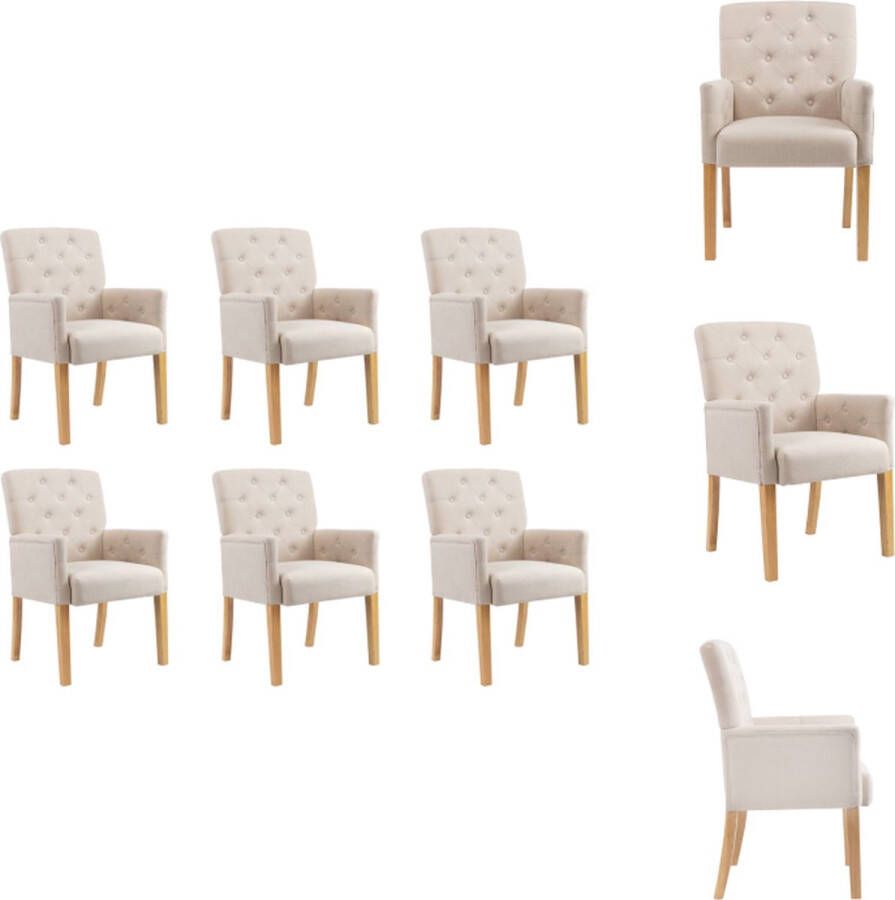VidaXL Eetkamerstoel Eetkamerstoelen Dinerstoel Dinerstoelen Eetkamerstoelen met armleuningen 6 st stof beige - Foto 2