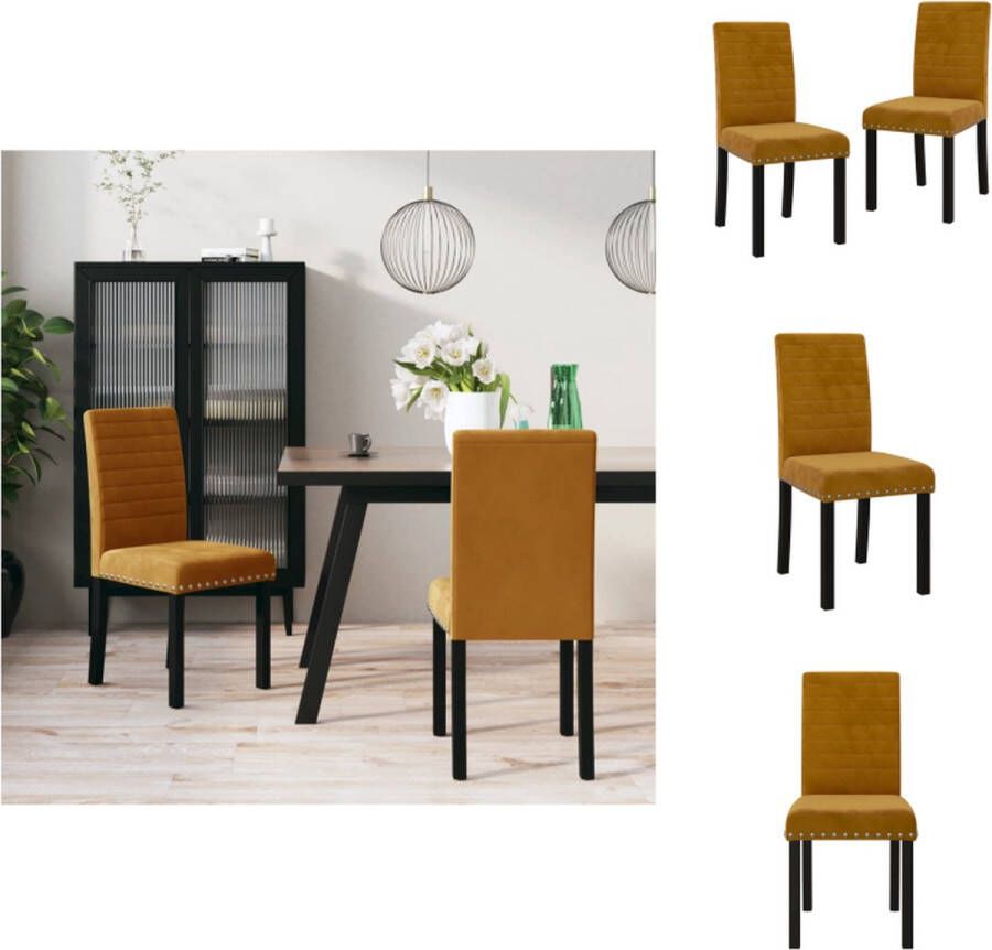 VidaXL Eetkamerstoel Bruin Fluweel 42 x 51 x 88 cm Siernagels Eetkamerstoel