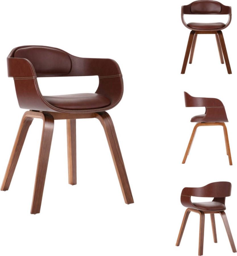 VidaXL Eetkamerstoel Eetkamerstoelen Eetzaalstoel Eetzaalstoelen Eetkamerstoel gebogen hout en kunstleer bruin