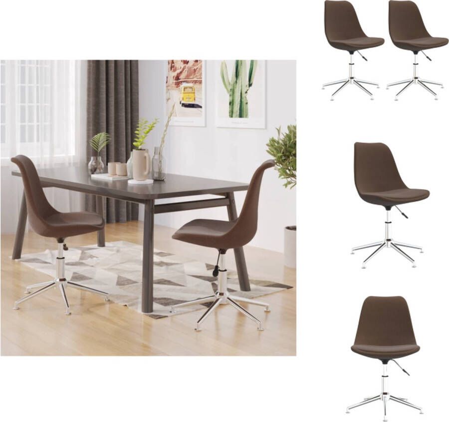 VidaXL Eetstoel Eetstoelen Keukenstoel Stoel Eetkamerstoelen draaibaar 2 st stof bruin - Foto 2