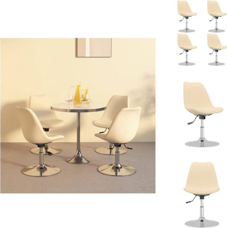 VidaXL Draaibare Eetkamerstoelen Crème 48 x 58 cm Trendy design Gasveermechanisme Eetkamerstoel