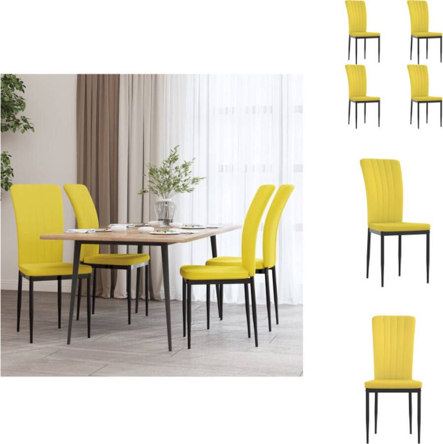 VidaXL Eetkamerstoel Eetkamerstoelen Eetstoel Stoel Eetkamerstoelen 4 st fluweel mosterdgeel - Foto 2
