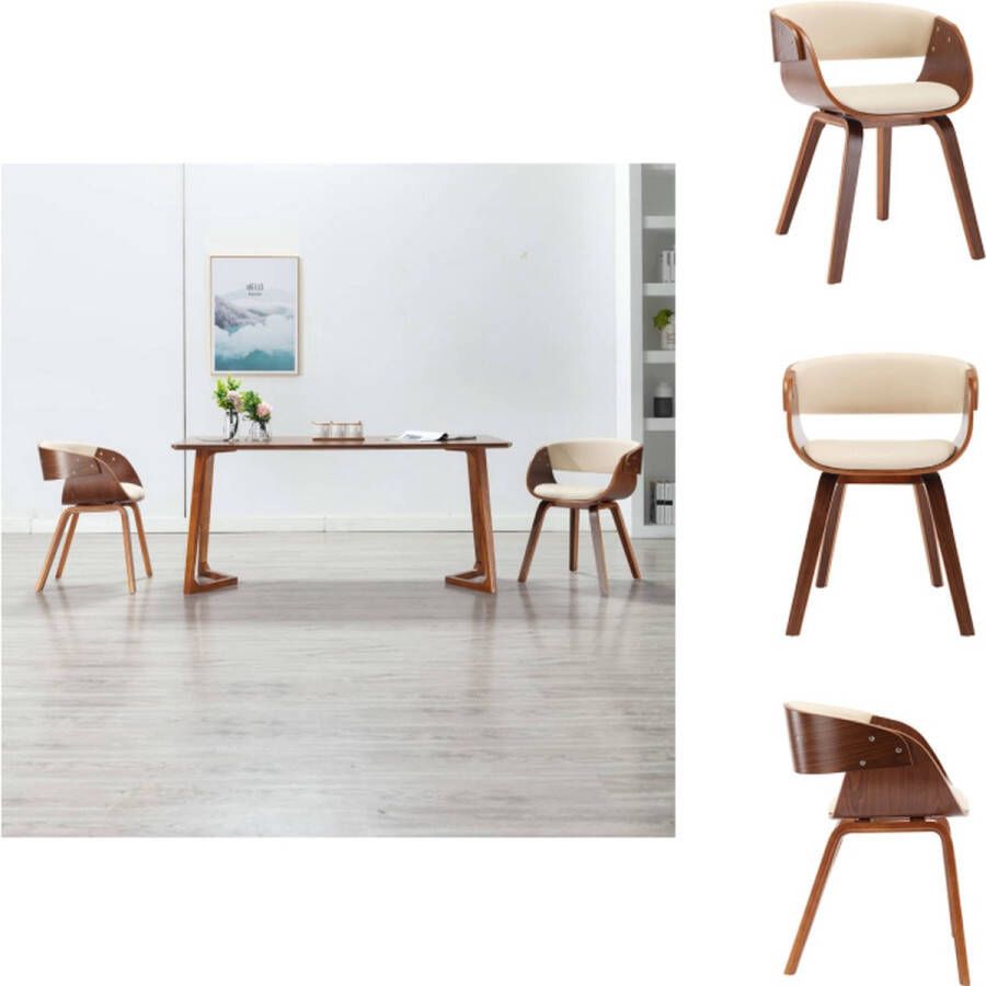 VidaXL Eetkamerstoel Eetkamerstoelen Bijzetstoel Bijzetstoelen Eetkamerstoel gebogen hout en kunstleer crèmekleurig
