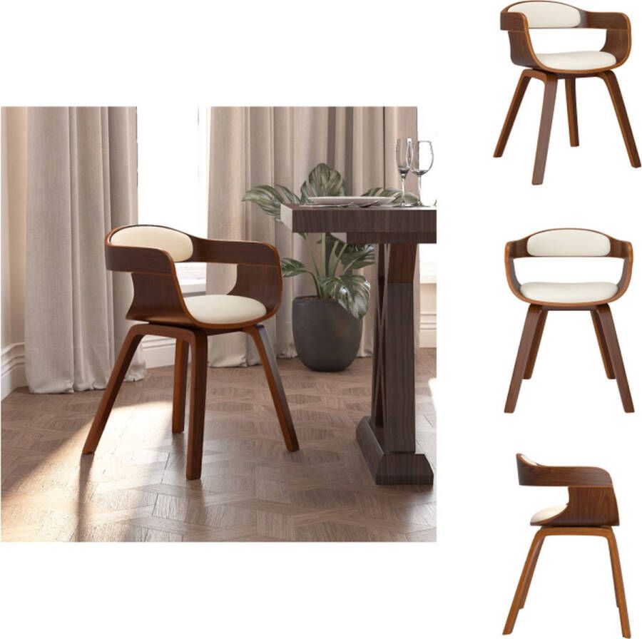 VidaXL Eetkamerstoel Eetkamerstoelen Eetzaalstoel Eetzaalstoelen Eetkamerstoel kunstleer en gebogen hout crèmekleurig - Foto 2