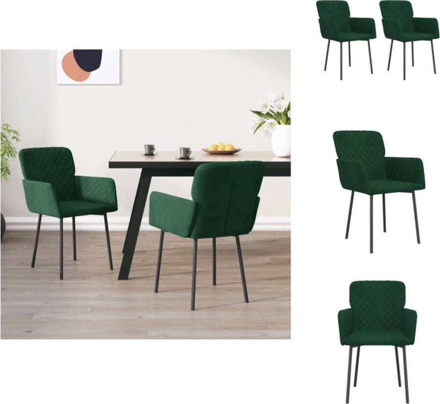 VidaXL -Eetkamerstoelen-2-st-fluweel-donkergroen - Foto 2