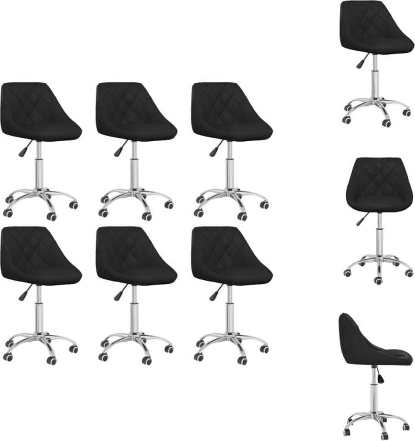 VidaXL Eetkamerstoel Eetkamerstoelen Dinerstoel Dinerstoelen Eetkamerstoelen draaibaar 6 st kunstleer zwart