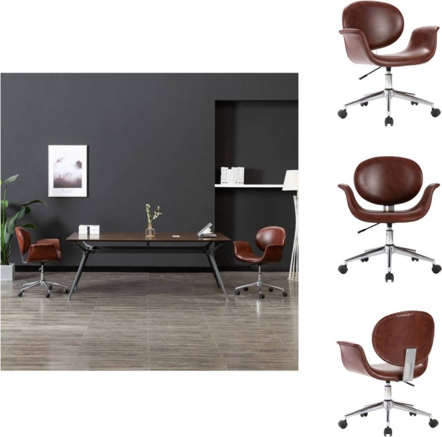 VidaXL Eetkamerstoel Draaibaar Bruin Kunstleer 67x62x(80-87.5)cm Ergonomisch gevuld Hoogte verstelbaar Montage vereist Eetkamerstoel - Foto 2