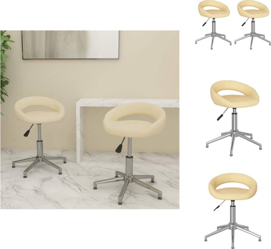 VidaXL Eetkamerstoel Eetkamerstoelen Keukenstoel Keukenstoelen Eetkamerstoelen draaibaar 2 st kunstleer crèmekleurig
