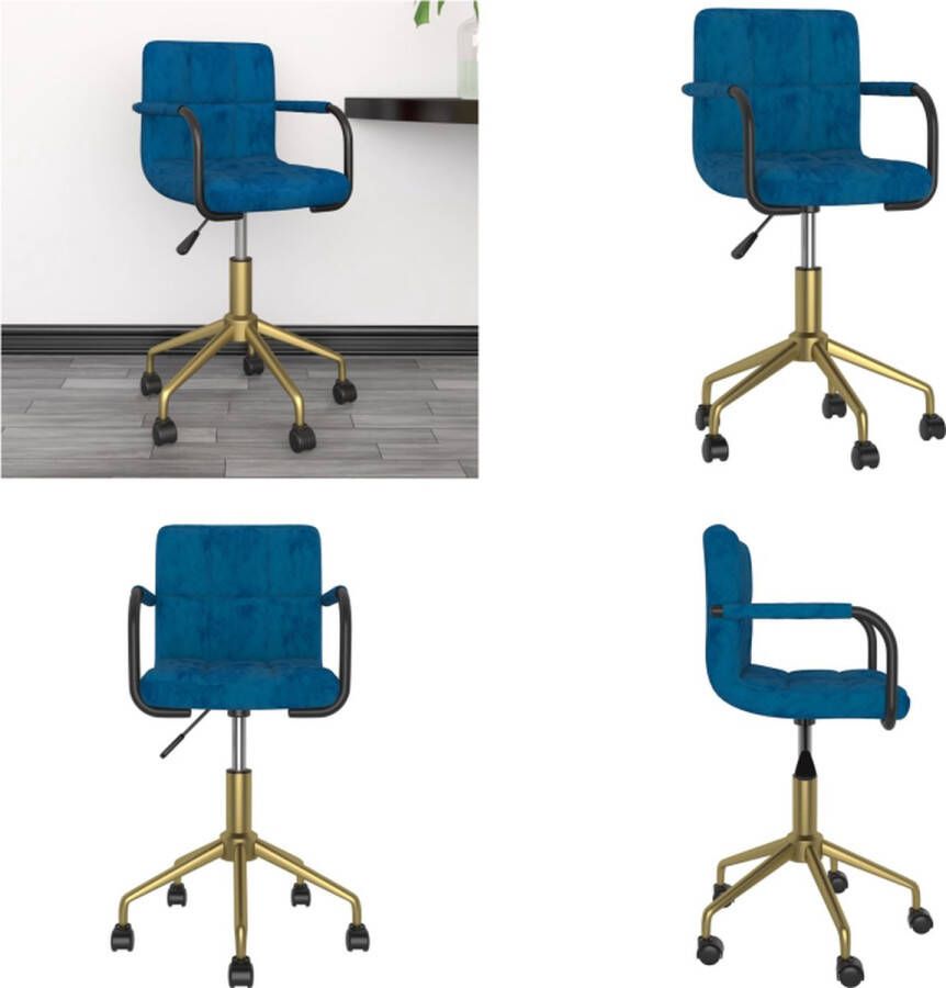 VidaXL Eetkamerstoel draaibaar fluweel blauw Eetkamerstoel Eetkamerstoelen Stoel Stoelen