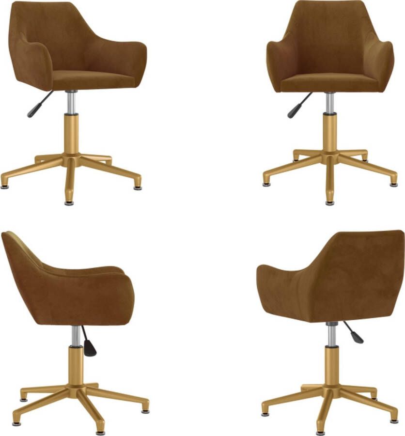 VidaXL Eetkamerstoel draaibaar fluweel bruin Draaibare Eetkamerstoel Draaibare Eetkamerstoelen Stoel Eetstoel