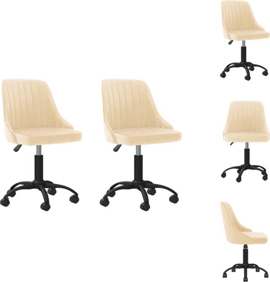 VidaXL Eetkamerstoel Eetkamerstoelen Stoel Stoelen Eetkamerstoelen draaibaar 2 st fluweel crèmekleurig