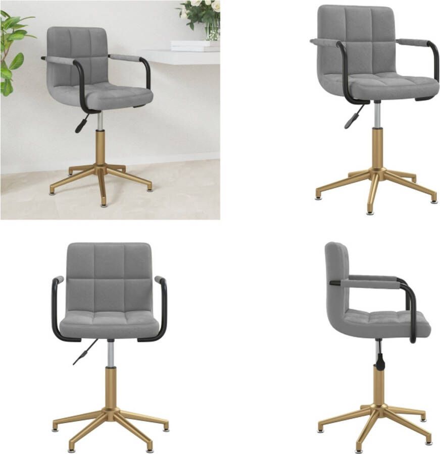 VidaXL Eetkamerstoel draaibaar fluweel lichtgrijs Eetkamerstoel Eetkamerstoelen Stoel Stoelen