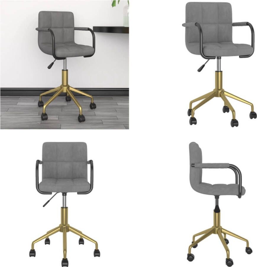 VidaXL Eetkamerstoel draaibaar fluweel lichtgrijs Eetkamerstoel Eetkamerstoelen Stoel Stoelen