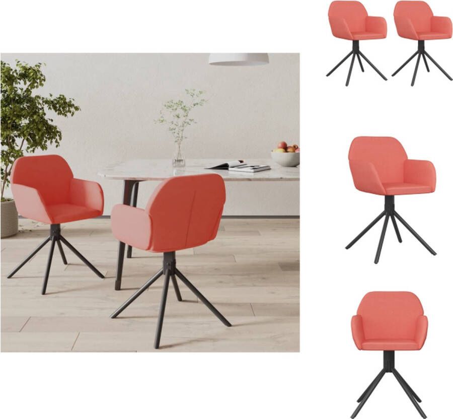 VidaXL Draaibare Eetkamerstoel Draaibare Eetkamerstoelen Eetkamerstoel Keukenstoel Eetkamerstoelen draaibaar 2 st fluweel roze - Foto 2